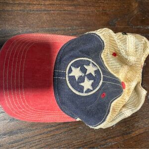 Legacy Red and Blue Cap with Gold Mesh